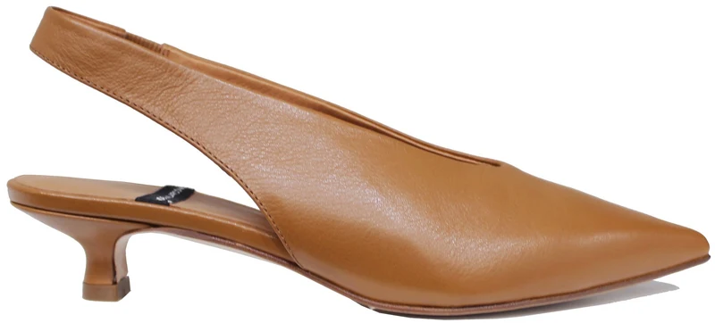 SLINGBACK DONNA CON TACCO PELLE CUOIO