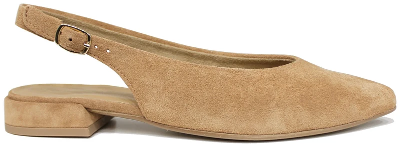 SLINGBACK DONNA BASSA A PUNTA CAMOSCIO SABBIA