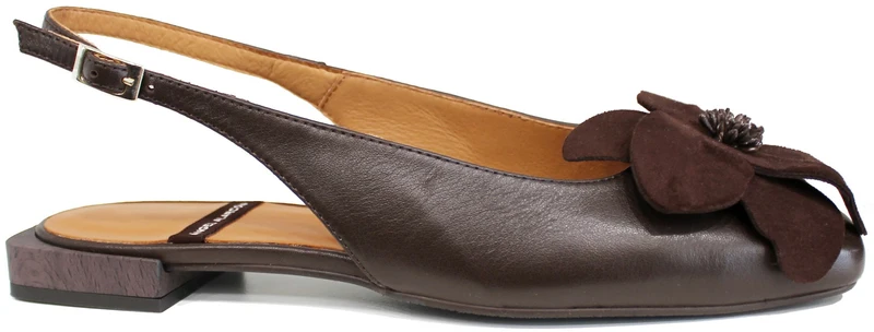 SLINGBACK FIORE BASSA PELLE TESTA DI MORO