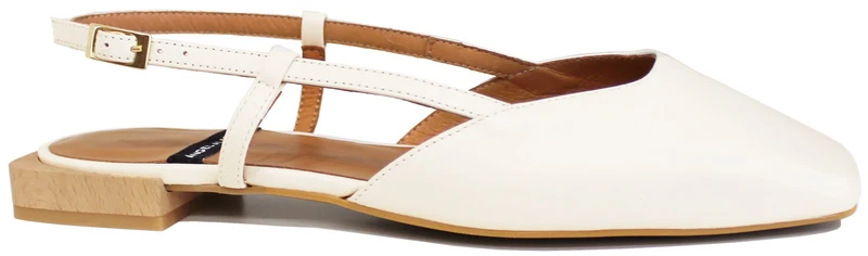 SLINGBACK BASSA DONNA PELLE BIANCO LATTE