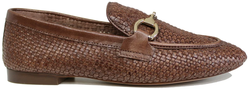 MOCASSINO DONNA INTRECCIATO PELLE MARRONE