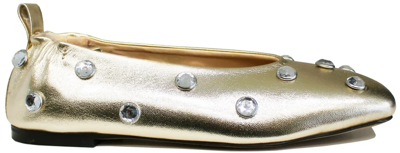 BALLERINA DONNA PIETRE PELLE LAMINATA ORO