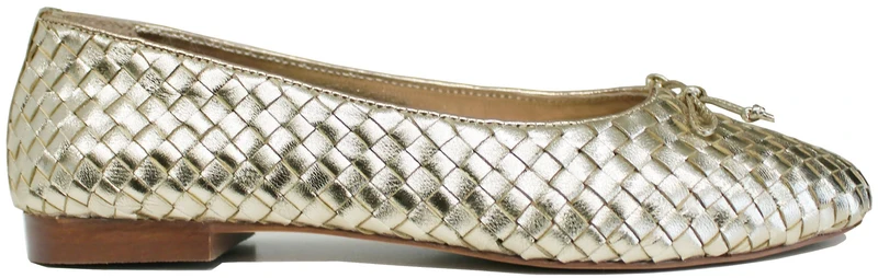 BALLERINA DONNA INTRECCIATA PELLE ORO