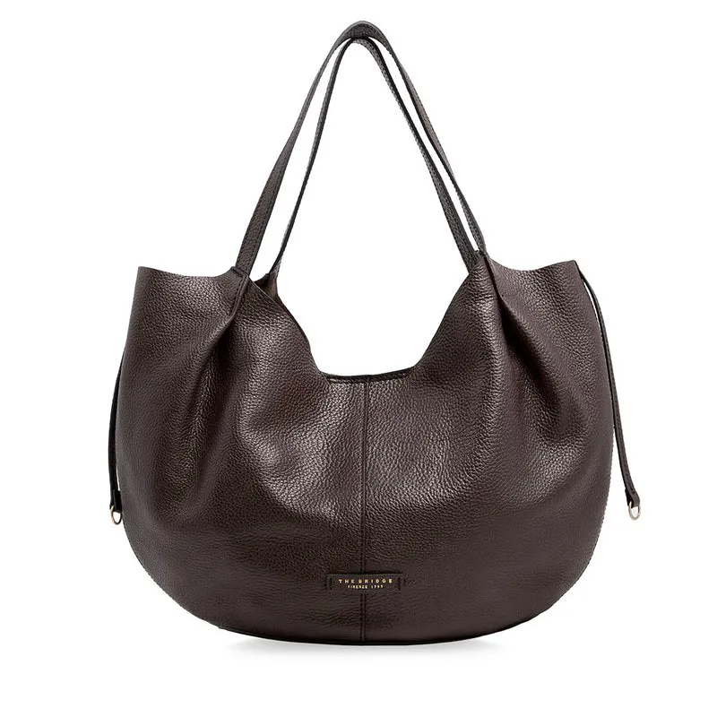 Maxi Shopping Bag Donna THE BRIDGE linea Marisa in Pelle color Moka