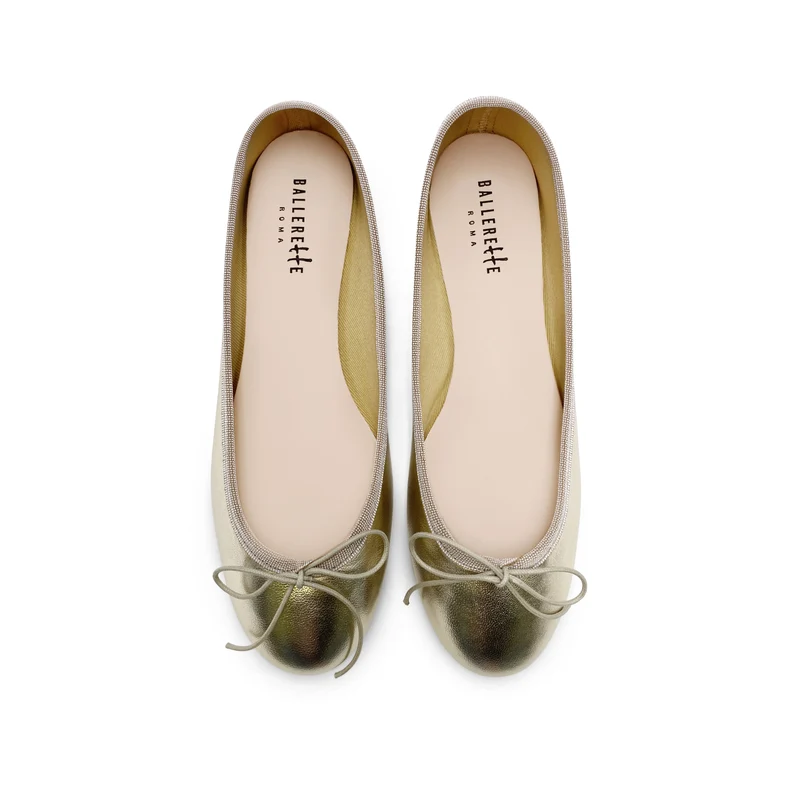 Ballerine in pelle laminata platino