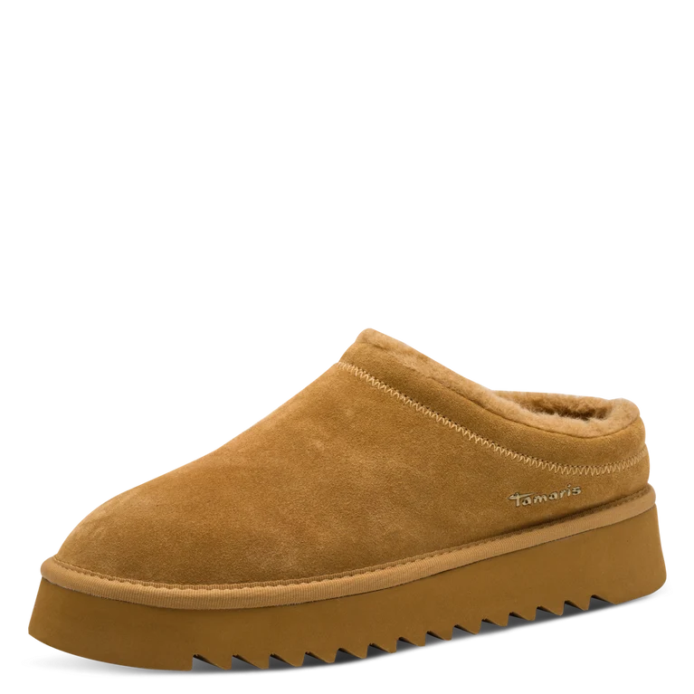 Tamaris sabot beige con pelliccia