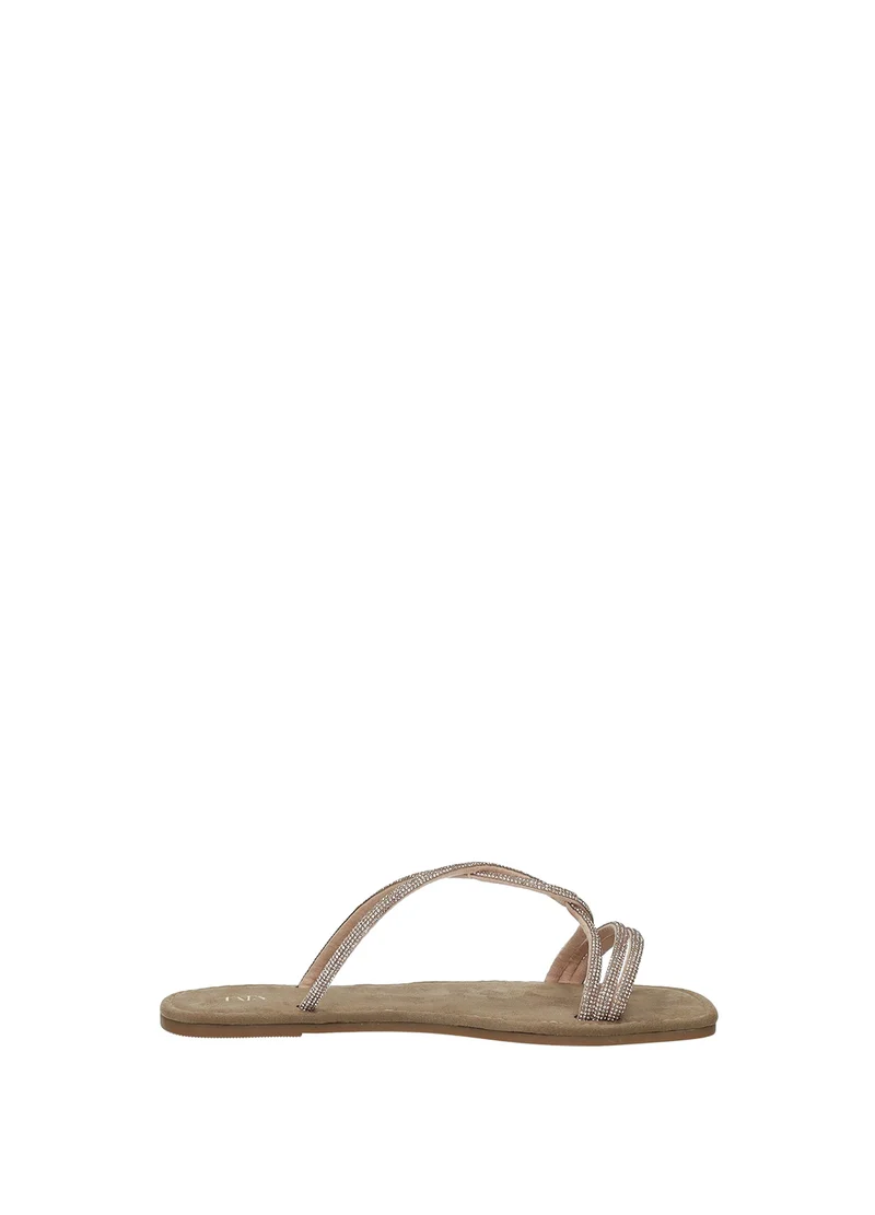 Sandali donna rose/gold in microfibra con suola in gomma