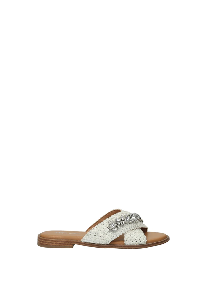 Sandali donna White in PU con suola gomma