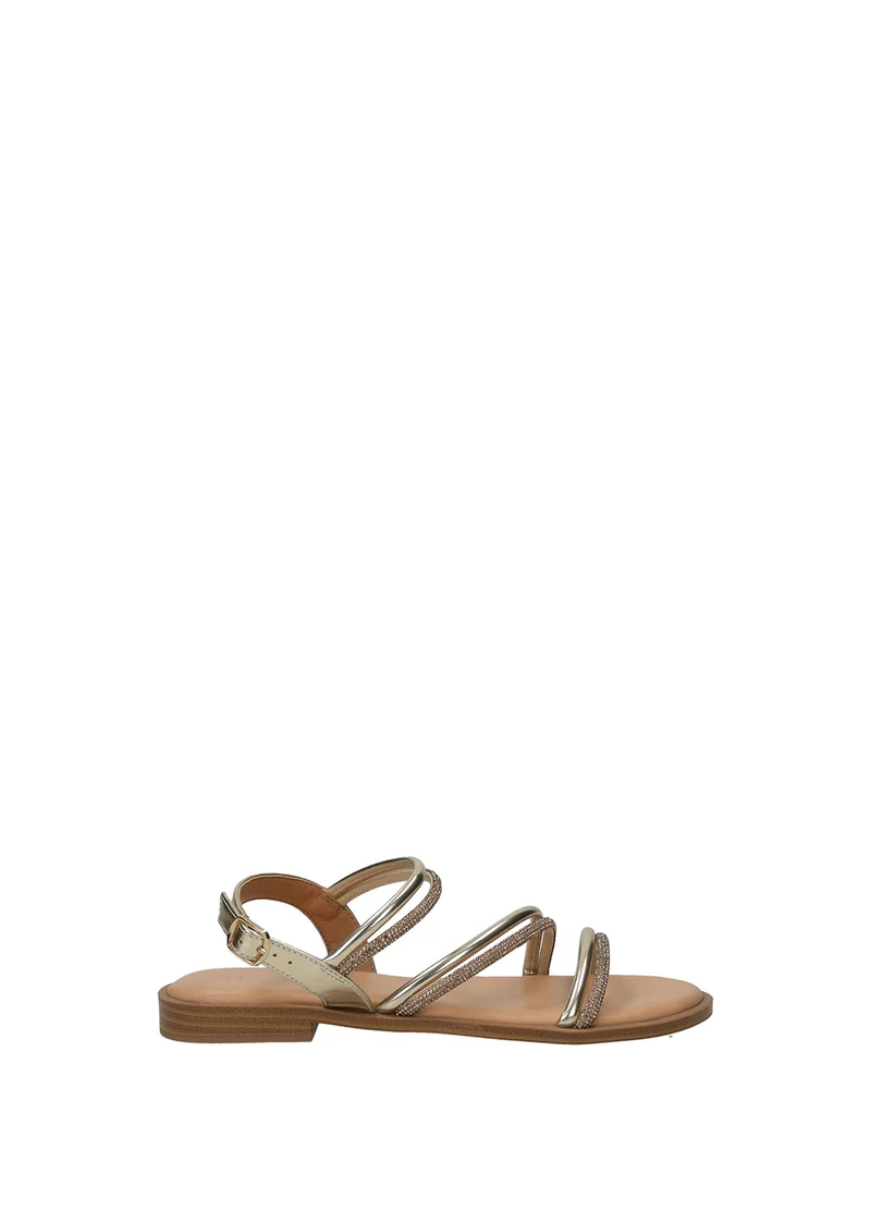 Sandali donna White. Black e Gold in PU con suola gomma