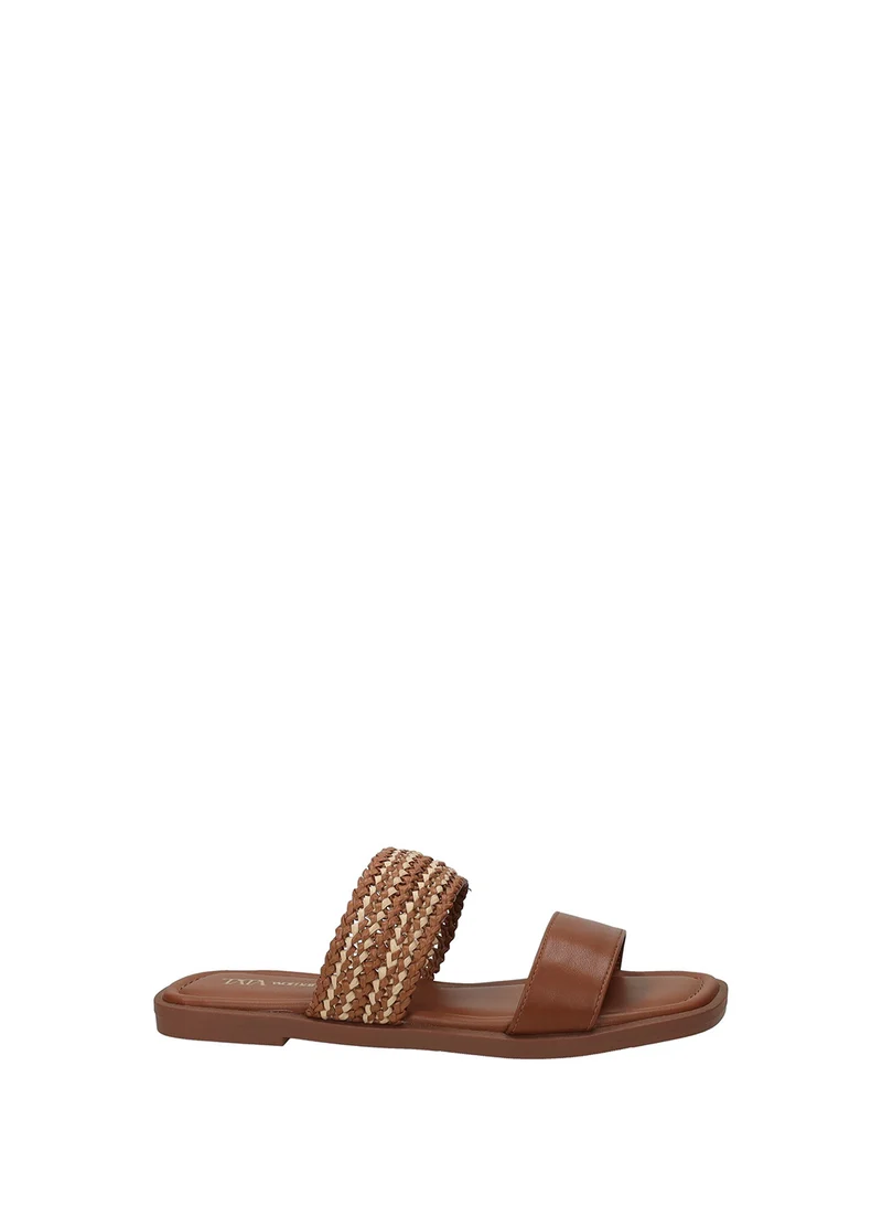 Sandali donna Black e Brown in PU con suola gomma
