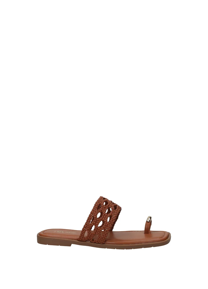 Sandali donna Beige e Brown in PU con suola gomma