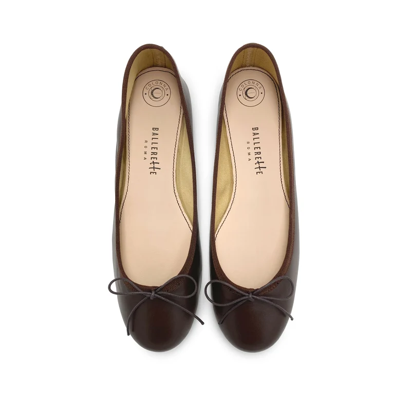 Ballerine in pelle marroni testa di moro