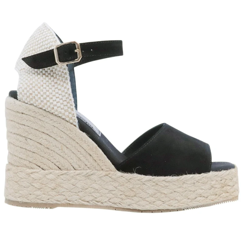 Sandalo zeppa Palomitas Fiena 27 3501 in camoscio nero