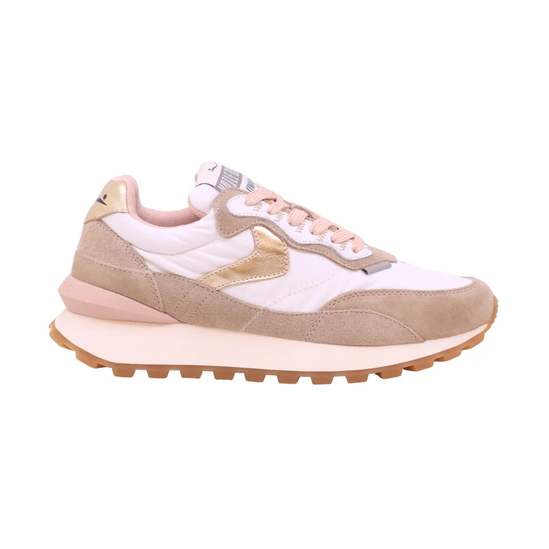 Voile Blanche Qwark Hype Woman sneaker donna in camoscio e tessuto tecnico bianco beige