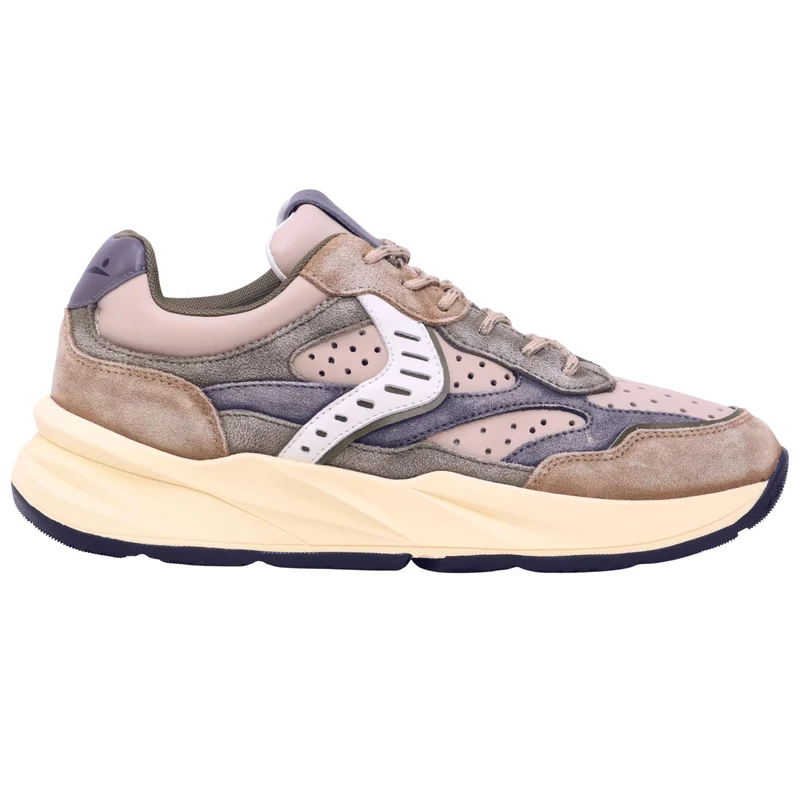 Voile Blanche Club22 Perfy cognac sneaker uomo in camoscio washed e nappa