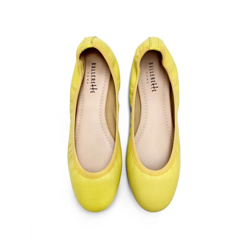 Ballerine con elastico in pelle giallo limone