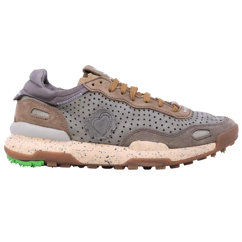 Satorisan Chacrona Laser Premium Wild Grass sneaker uomo in camoscio e pelle traforata