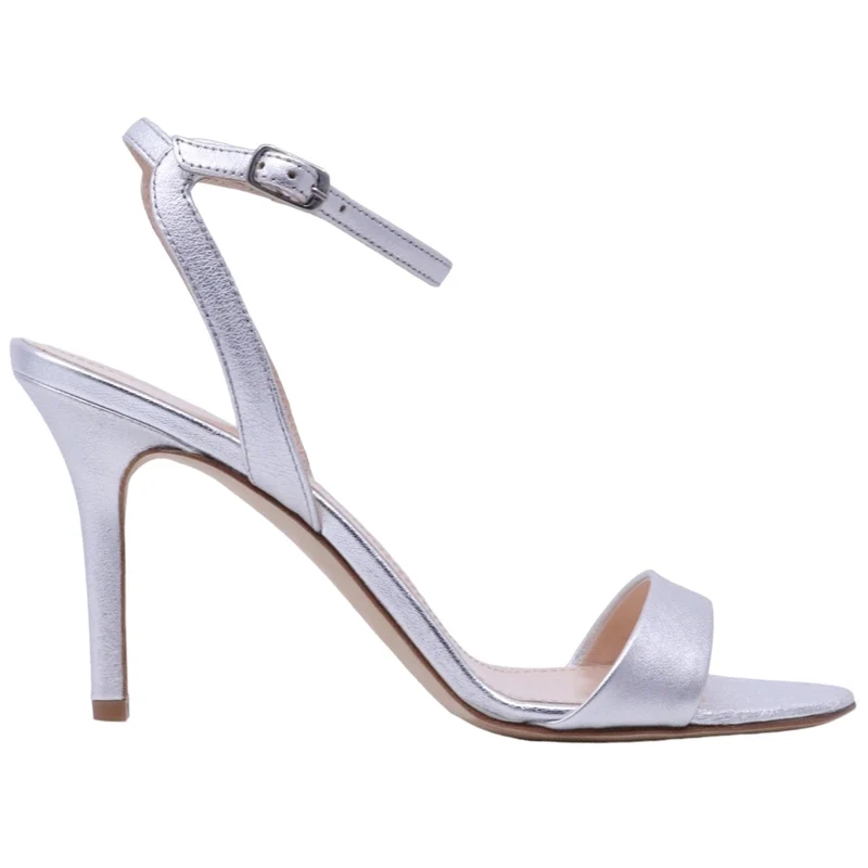 The Seller RS119 Berg Wash Bianco sandalo donna in pelle laminata silver Made in Italy