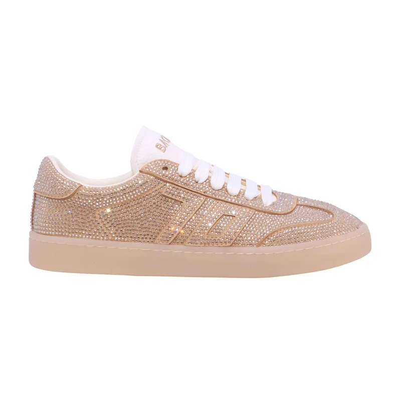 Back 70 108041 sneaker donna in camoscio con strass oro fondo cassetta leggero