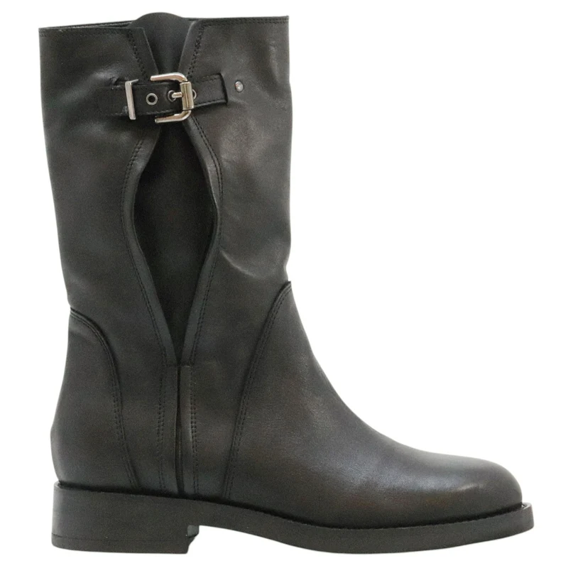 Curiositè 2842 stivale donna in pelle nera senza zip