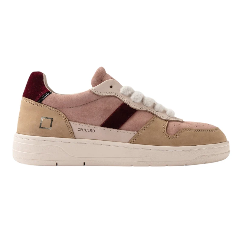 DATE Court 2.0 Colored Rose C2 CO RS sneaker donna in suede rosa e nabuk camel