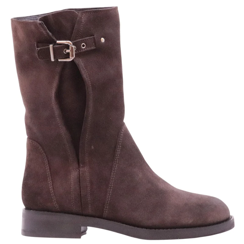 Curiositè 2842 stivale donna in camoscio marrone senza zip