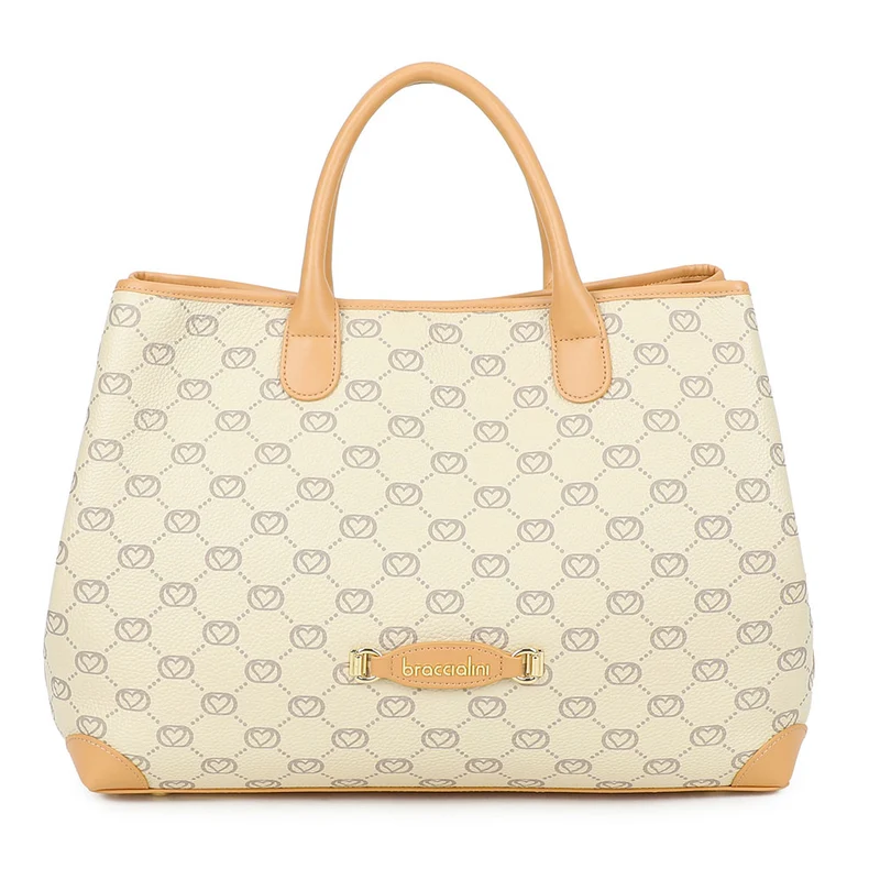 Borsa Donna a Mano Large BRACCIALINI linea Monogram in Pelle Beige