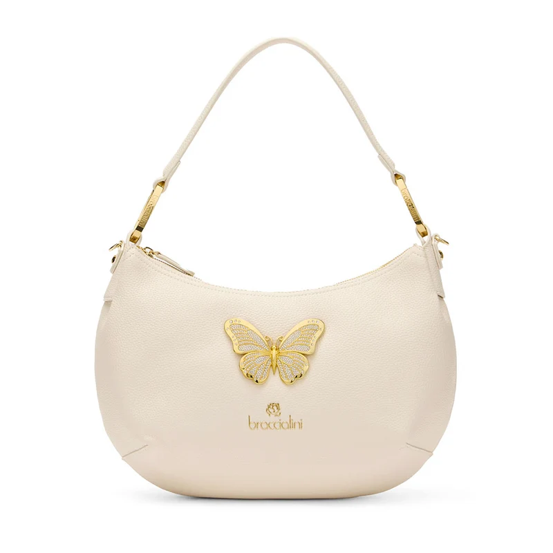 Borsa Donna Mezzaluna a Spalla Media BRACCIALINI linea Beth Jewels Beige