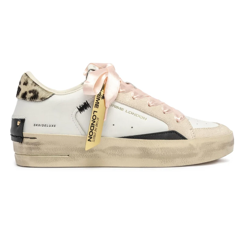 Crime London 25191 SK8 Deluxe Wed sneaker donna in pelle bianca