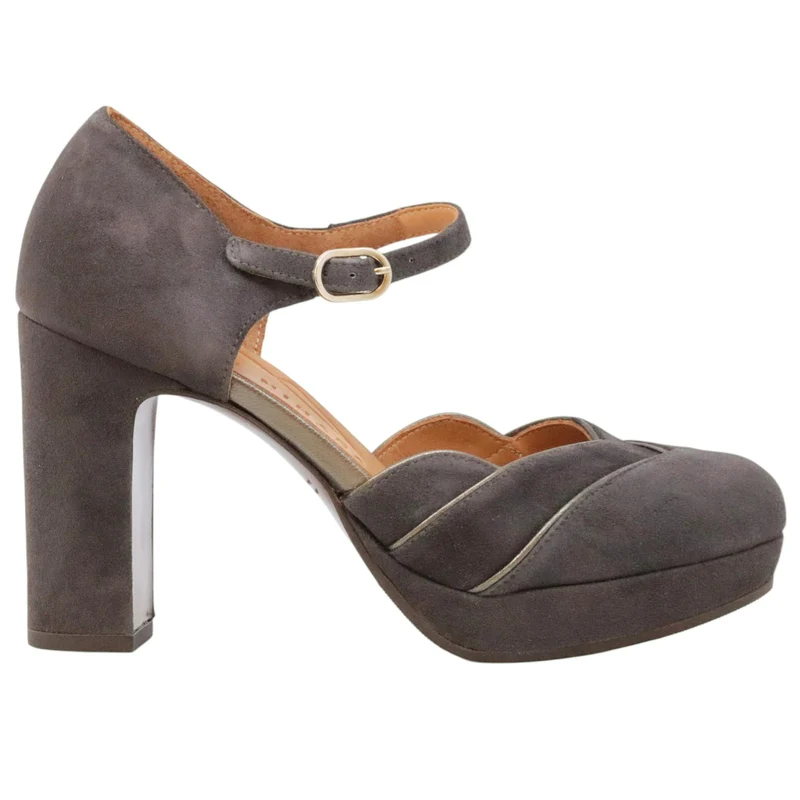 Decolletè Chie Mihara Carini in camoscio taupe e grigio