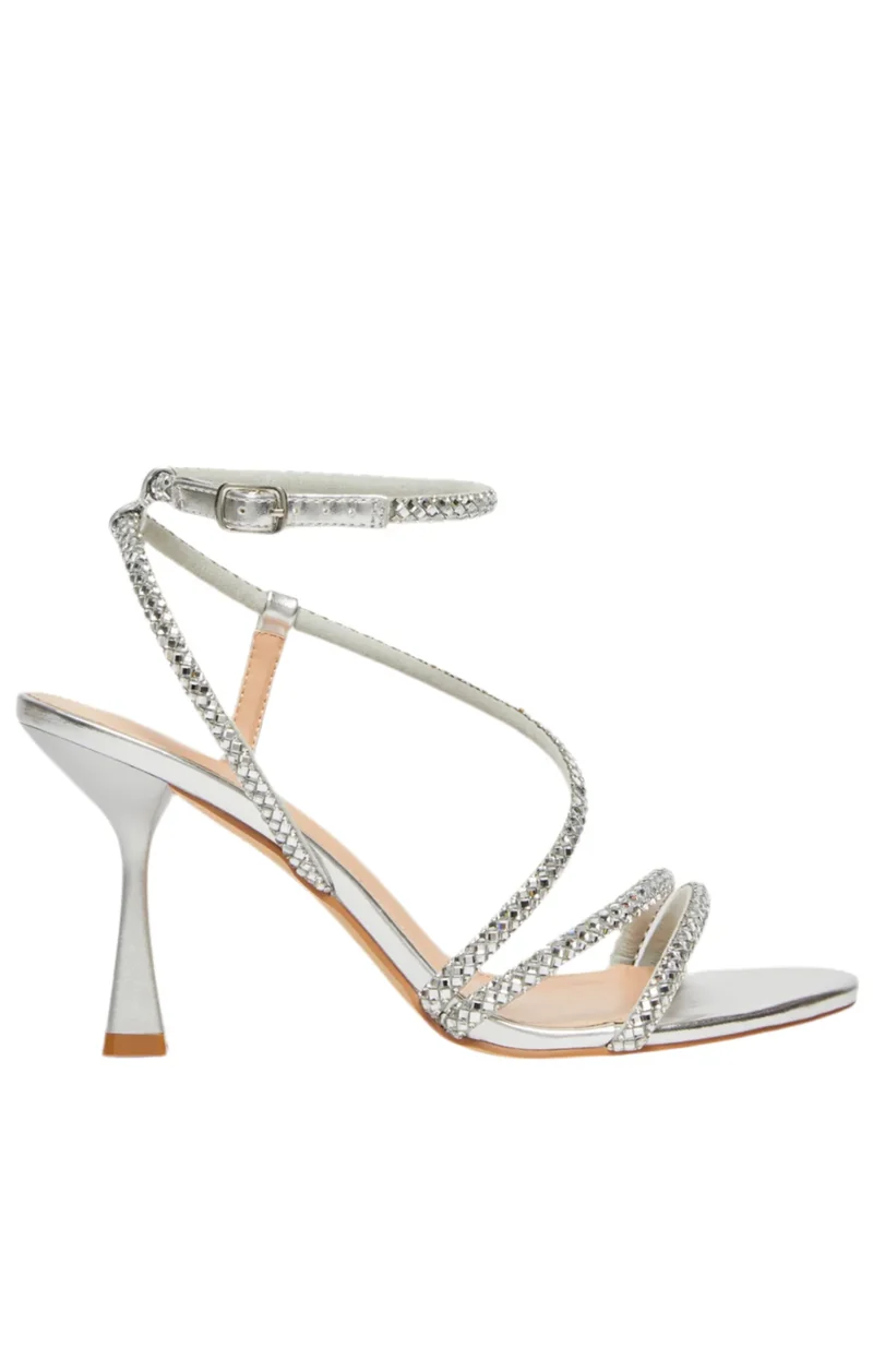 Sandalo A Fascia Swarovski con Tacco