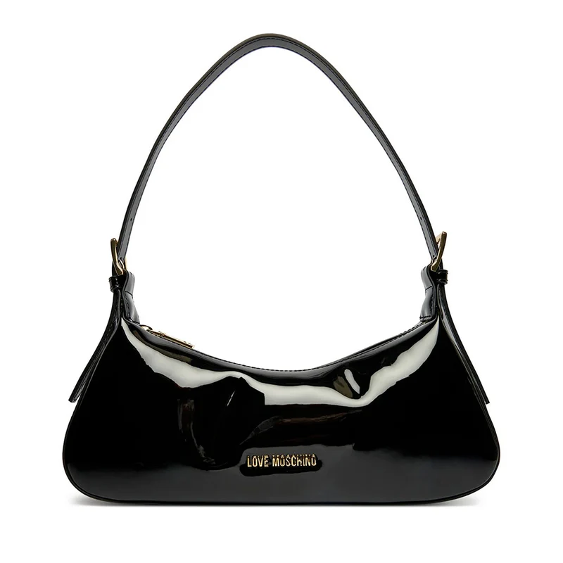 Borsa Donna a Spalla LOVE MOSCHINO in Ecopelle Effetto Vernice Nera