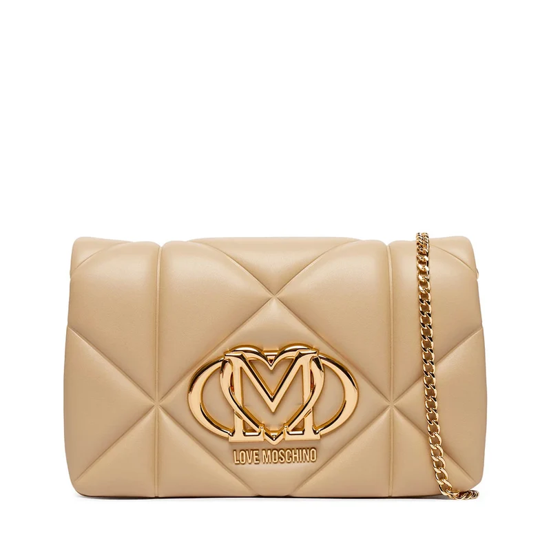 Clutch Trapuntata con Tracolla LOVE MOSCHINO linea Embossed Taupe