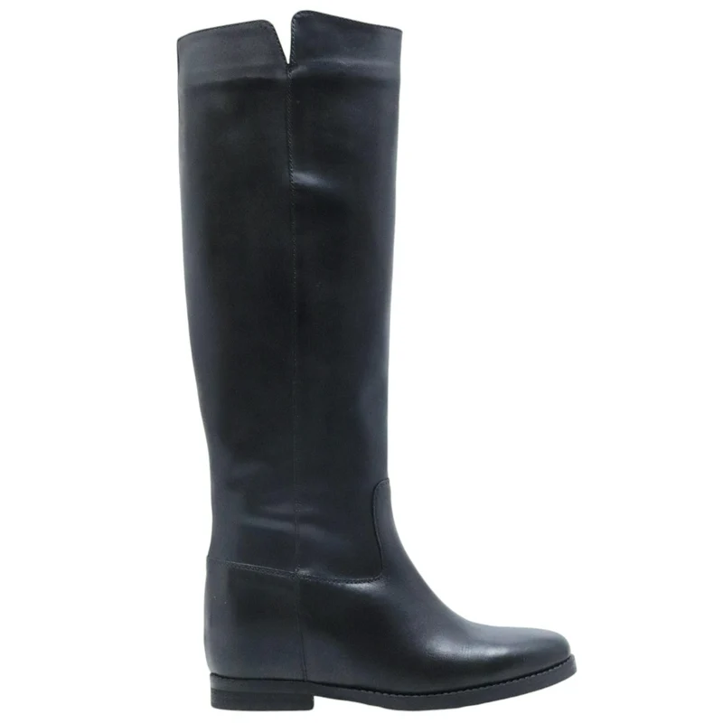 The Seller IV142 stivale donna in pelle nera con zeppa interna