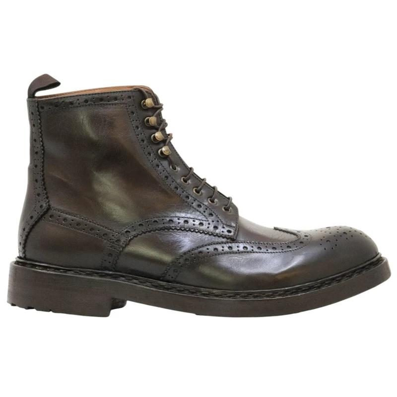 Crispiniano 482 stivaletto allacciato uomo in pelle marrone