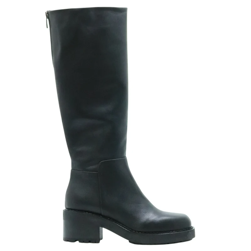 Curiositè 2833 stivale donna pelle nera zip posteriore