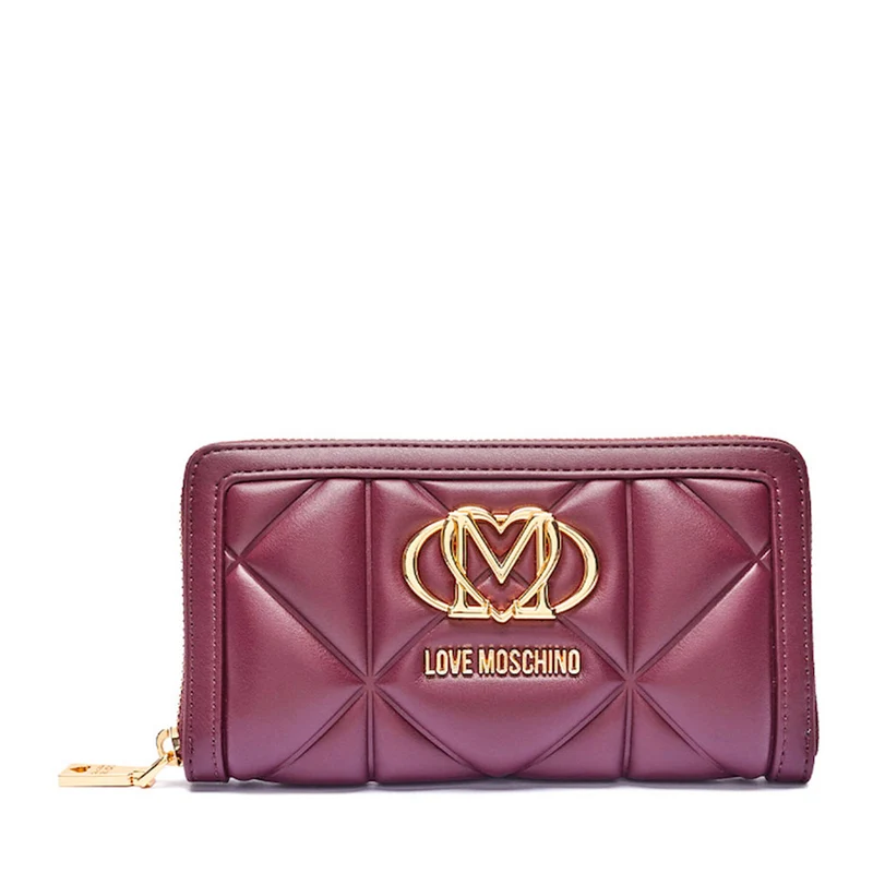 Portafoglio Trapuntato Zip Around LOVE MOSCHINO linea Embossed color Vino