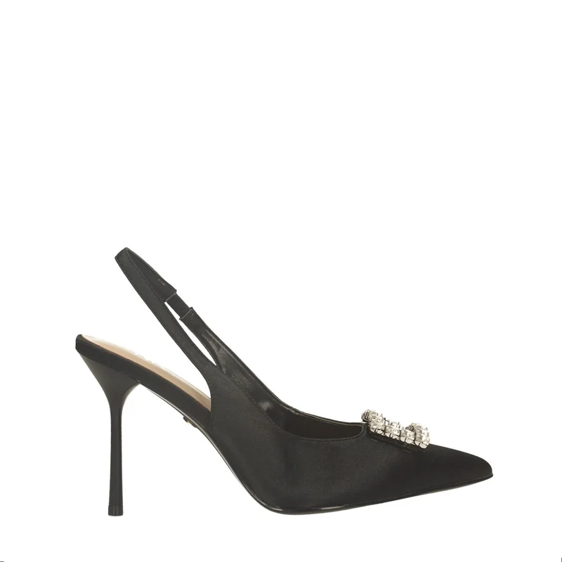 Décolleté slingback con gioiello. Tacco alto 9.5cm