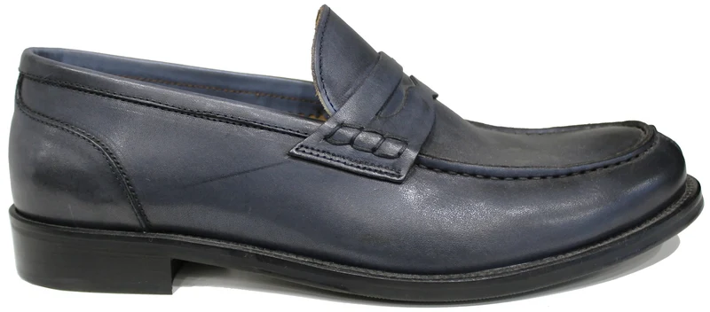 |MOCASSINO COLLEGE UOMO BOCCA DI LEONE PELLE BLU|