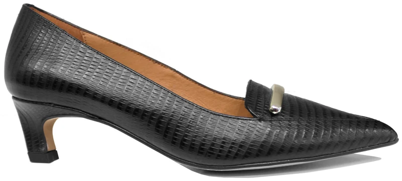 |DECOLTE' A PUNTA MORSETTO PELLE NERA|