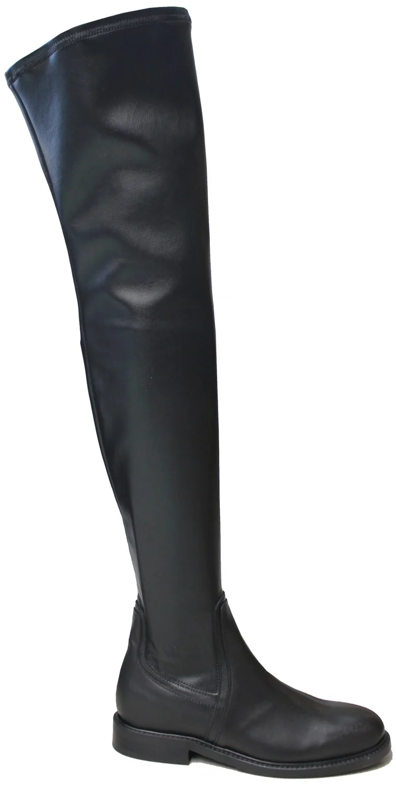 |STIVALE ELASTICIZZATO SUOLA BASSA PELLE NERA|