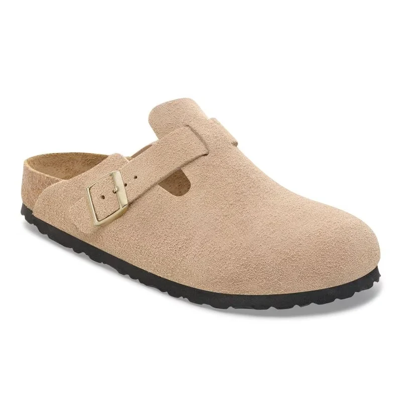 Birkenstock Boston Beige Sandcastle pelle scamosciata pianta stretta
