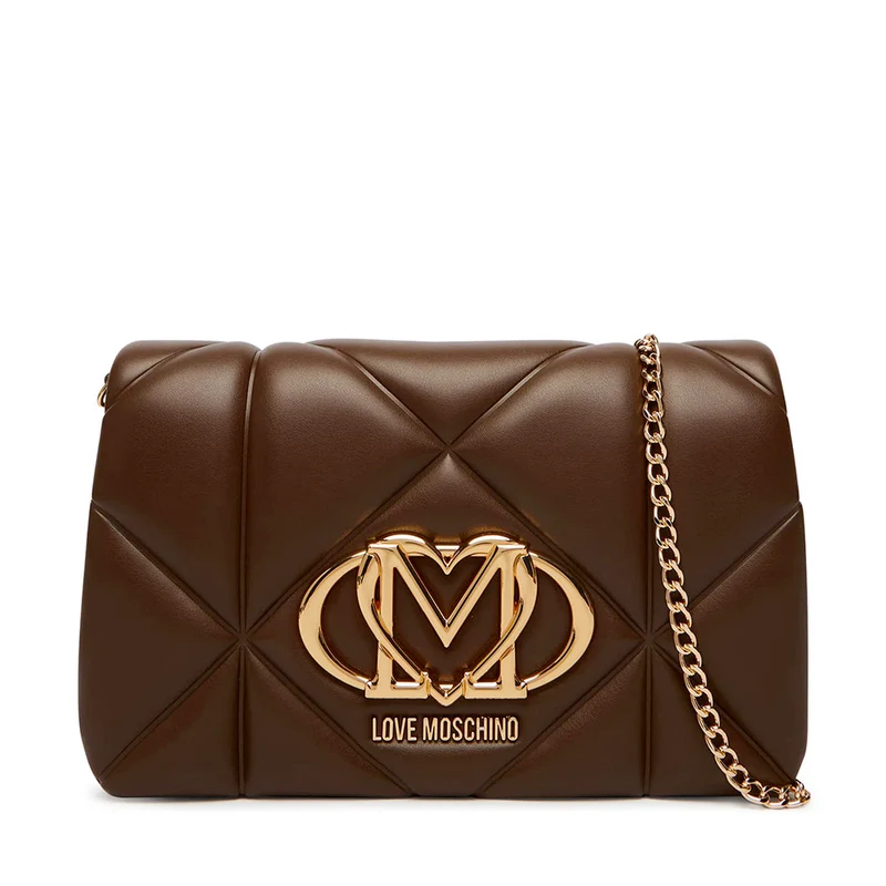 Clutch Trapuntata con Tracolla LOVE MOSCHINO linea Embossed Marrone