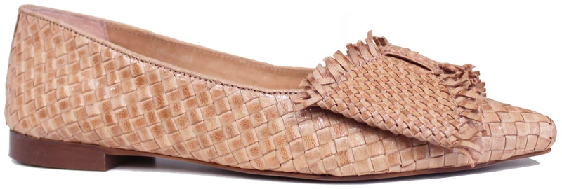 BALLERINA DONNA FIOCCO PELLE INTRECCIATA ROSA CIPRIA