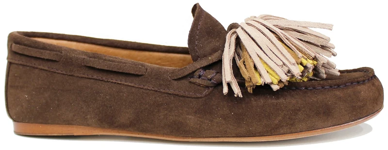 MOCASSINO BARCA CON NAPPINE CAMOSCIO MARRONE