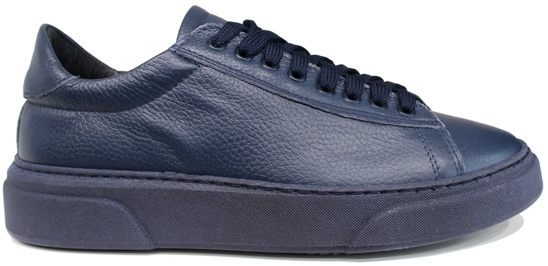SNEAKER UOMO PELLE BOTTALATA BLU SUOLA IN TINTA