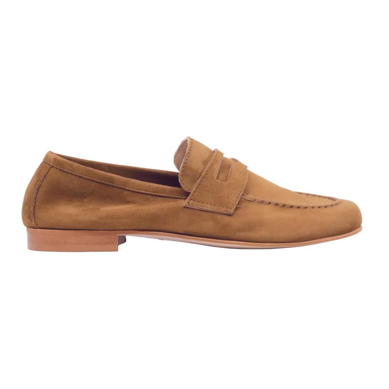 Jaffè 008 mocassino uomo in camoscio bronzo cuoio made in Italy elegante casual