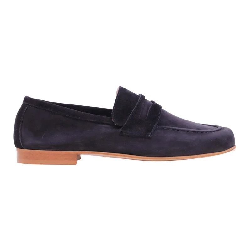 Jaffè 008 mocassino uomo in camoscio blu made in Italy elegante casual