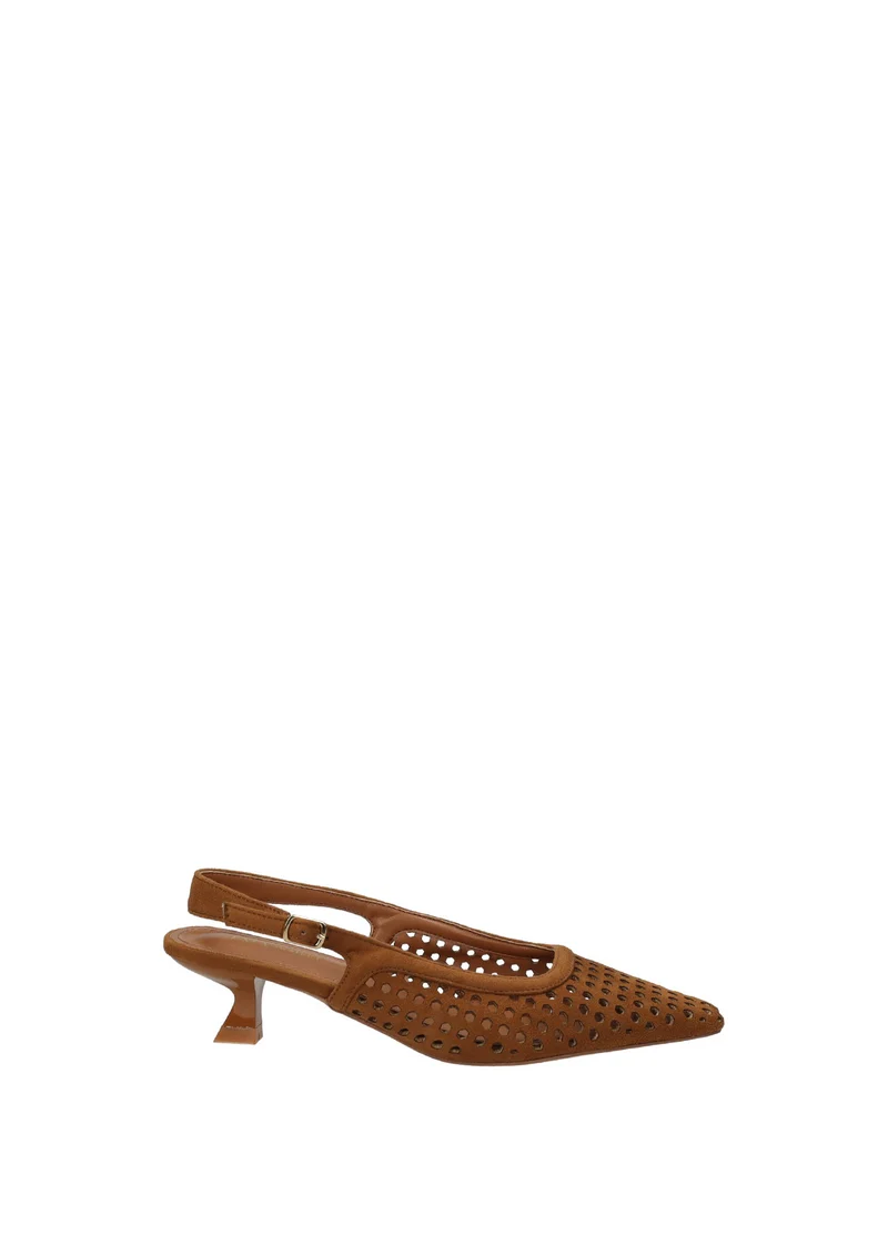 Décolleté slingback donna in microfibra con tacco basso