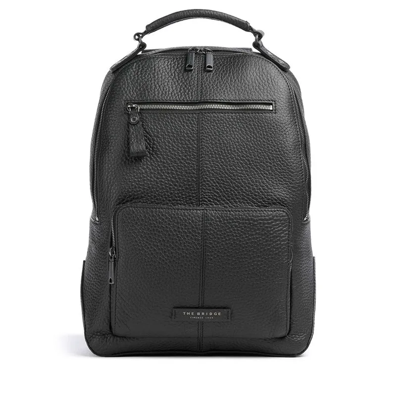 Zaino Uomo Porta PC 14" THE BRIDGE linea Manfredi in Pelle Nera